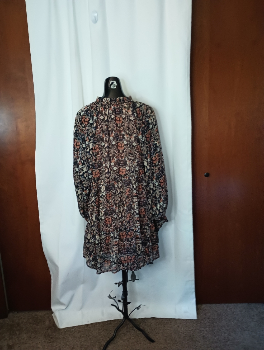 Dress Forum Womens Forest Fairy Peasant Dress Medium Brown Floral Bohemian - Picture 6 of 11